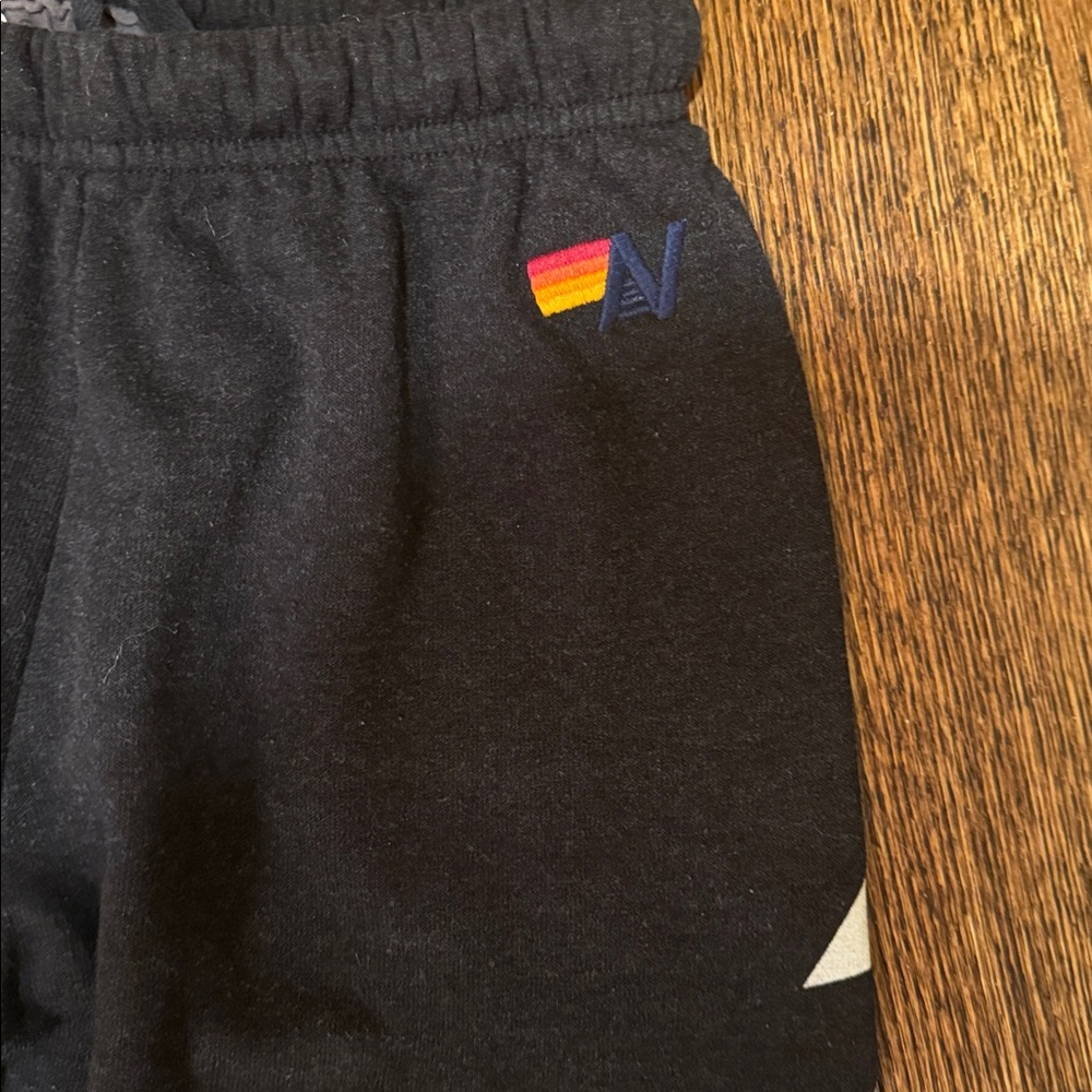 Aviator Nation Charcoal Sweatpants with White Lightening Bolt - Picture 2 of 9